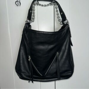 Hobo Dolce Girl Convertible Black With Chain Zipper Shoulder Bag